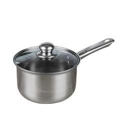 18cm Long handle stainless steel 410 milk pot cooking cookware with glass lid