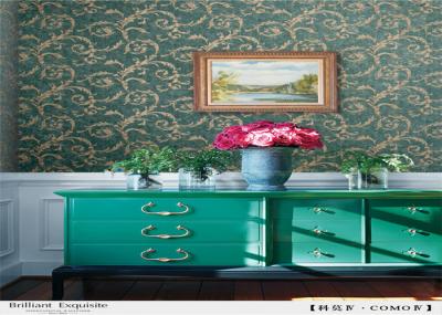 Pvc Vinyl Rustic Floral Wallpaper , Moisture Proof Home Furnishing Wallpaper