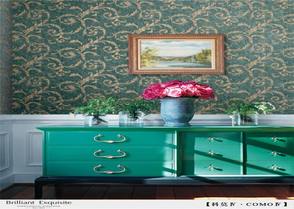 Pvc Vinyl Rustic Floral Wallpaper , Moisture Proof Home Furnishing Wallpaper