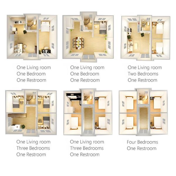 Outdoor Modern Movable Prefab Bungalow Detachable Container House with Wall Material of 50mm EPS/rockwool