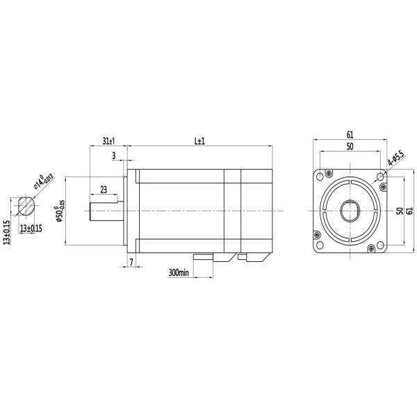 DC 24V/48V Brushless DC Motor 60mm Square 14mm Shaft 100W 200W 300W 400W