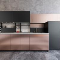 Armoire de cuisine modulaire en acier inoxydable avec évier, design moderne et gratuit, armoires de cuisine complètes, îlot, en aluminium, fabriqué en Chine