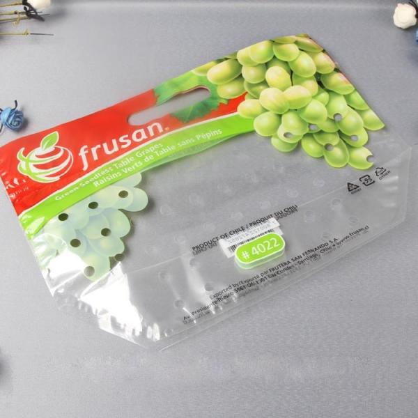 Eco Reusable Fresh Fruit Bags Micro Perforated Packing Plastic Material Flat Bottom