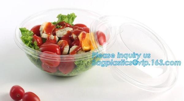 1250ml Clear Round Disposable Large PET Plastic Fruit Salad Bowl with Lid Packaging Cup,Disposable PET Plastic Salad Bow