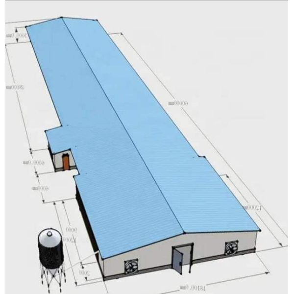 Africa 100m by 20m Insulated Design Prefabricated Steel Structure Chicken House