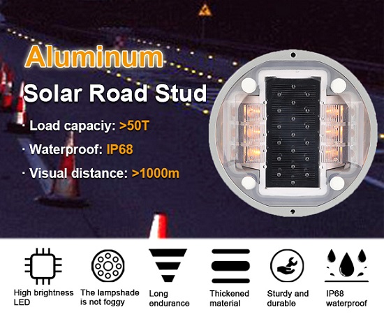 Solar Powered LED Road Markers Cat Eye Aluminum IP68 For Road Safety