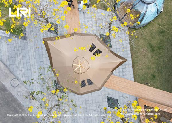 UV Resistant Tipi Glamping Tent Log Wall And Wooden Structure Event Tent