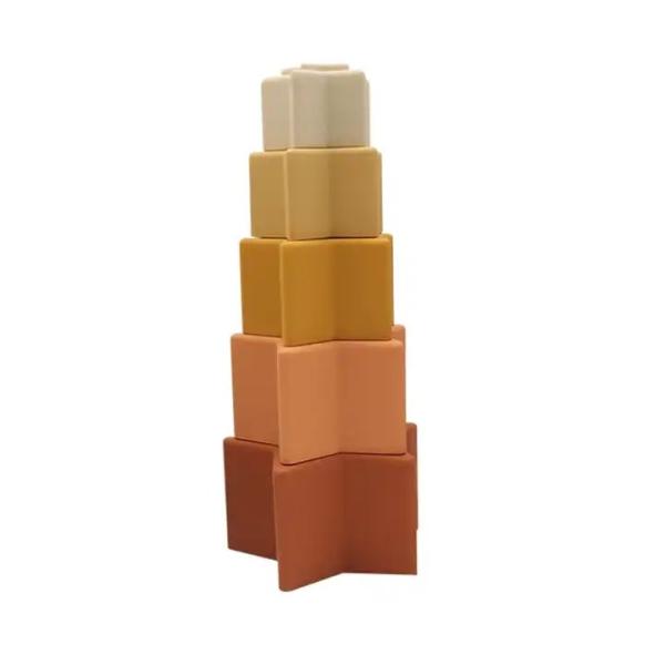 Hot Sale Baby Tower Soft Building Blocks Toys Silicone Star Stacking Cups