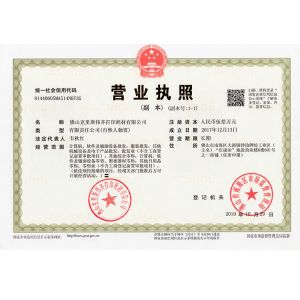 Foshan Chris V.G Printing Consumables Co., Ltd. Certificaciones
