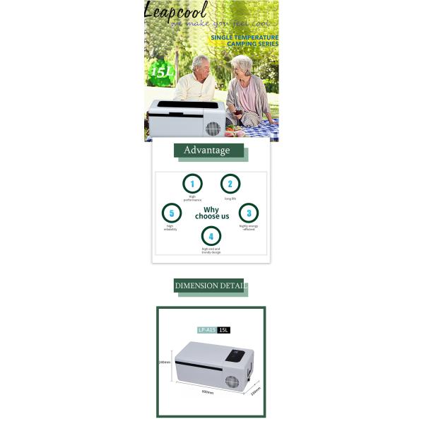 Refrigerador de refrigerador de coche de 15L de zona única recargable perfecto para actividades al aire libre