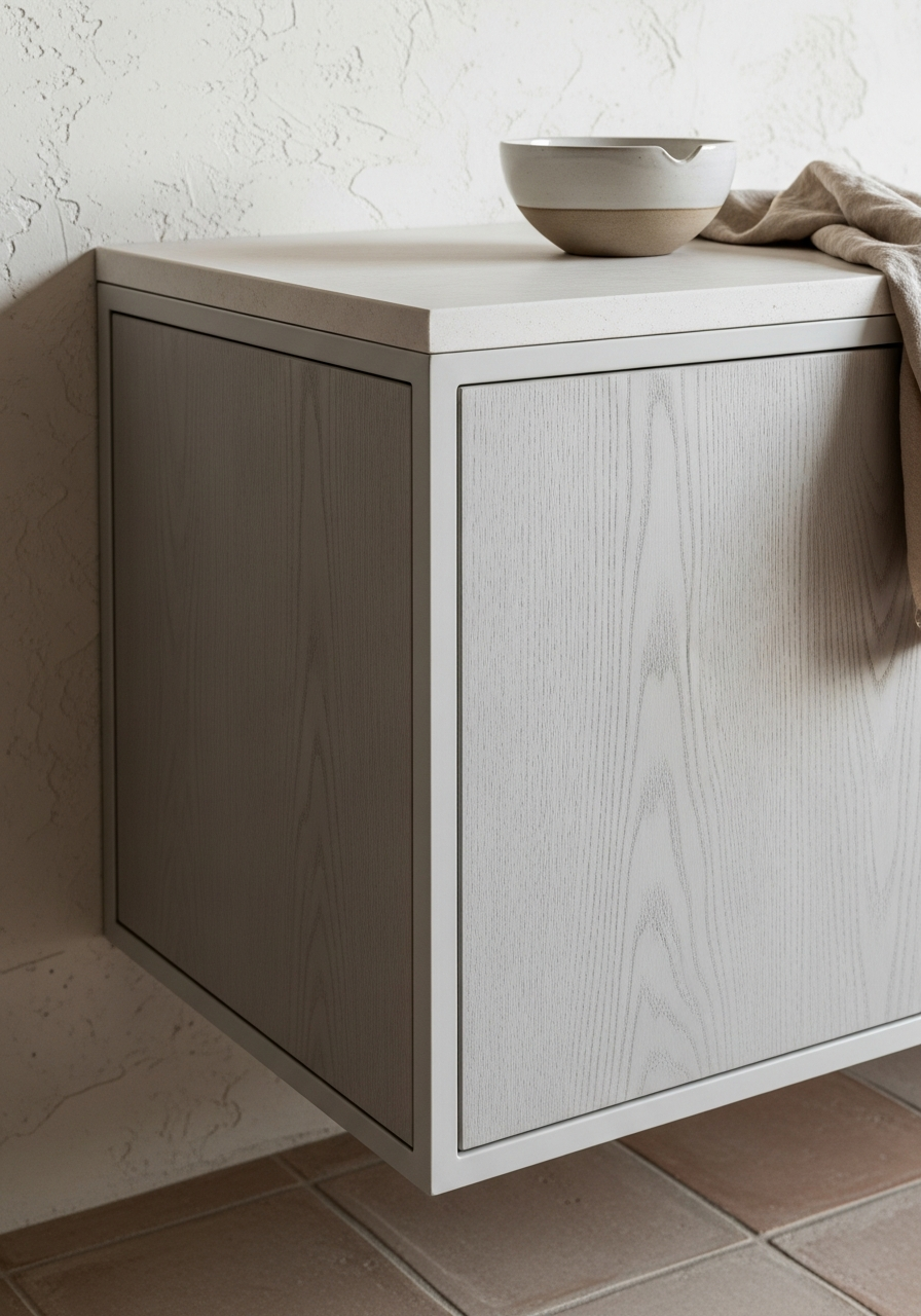 Whitewashed Ash Balcony Storage Cabinet in 304 Stainless Steel