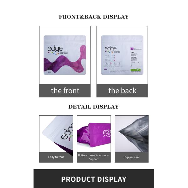 50g 250g 500g 1kg стоят вверх по мешку еды упаковывая плоское дно с молнией