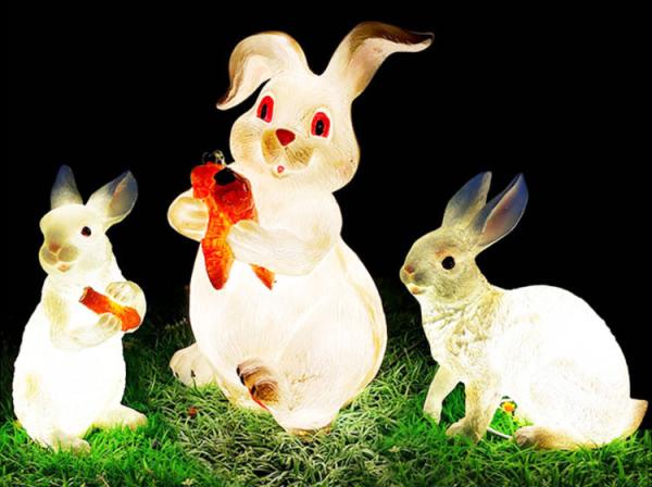 Resin rabbit lights garden landscape lawn lamp park scenic spot cartoon animal grassland beautiful bright lamp