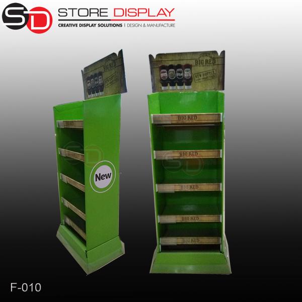 custom FMCG floor display stand with four tiers