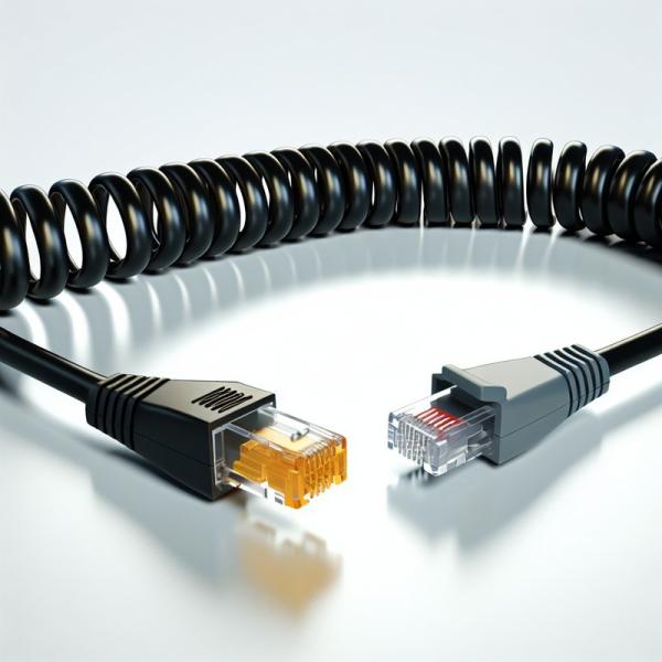 Custom RJ9 Coiled Telephone Cable 5ft Black PVC Jacket