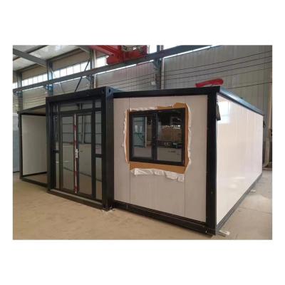 Casa móvel Casa de contêiner de acampamento com porta de aço opcional Sala dobrável de asa dupla