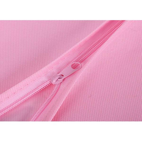 wholesale Pink Nonwoven Suit Garment Bag With Zipper Closure Dustproof And Hanger Slot