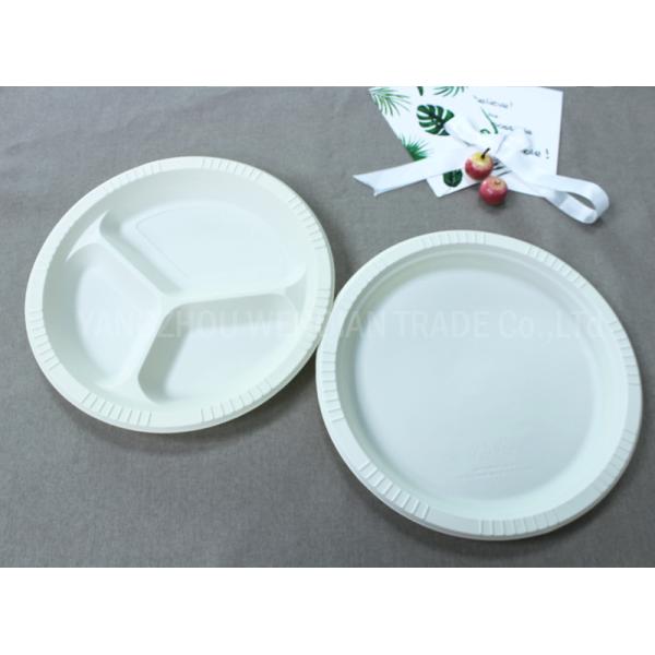 Eco-Friendly Natural Plant 10 Inch 3-Compartments -Disposable Bioplastic 10 Inch Plate-Biodegradable Plastic Party Plate