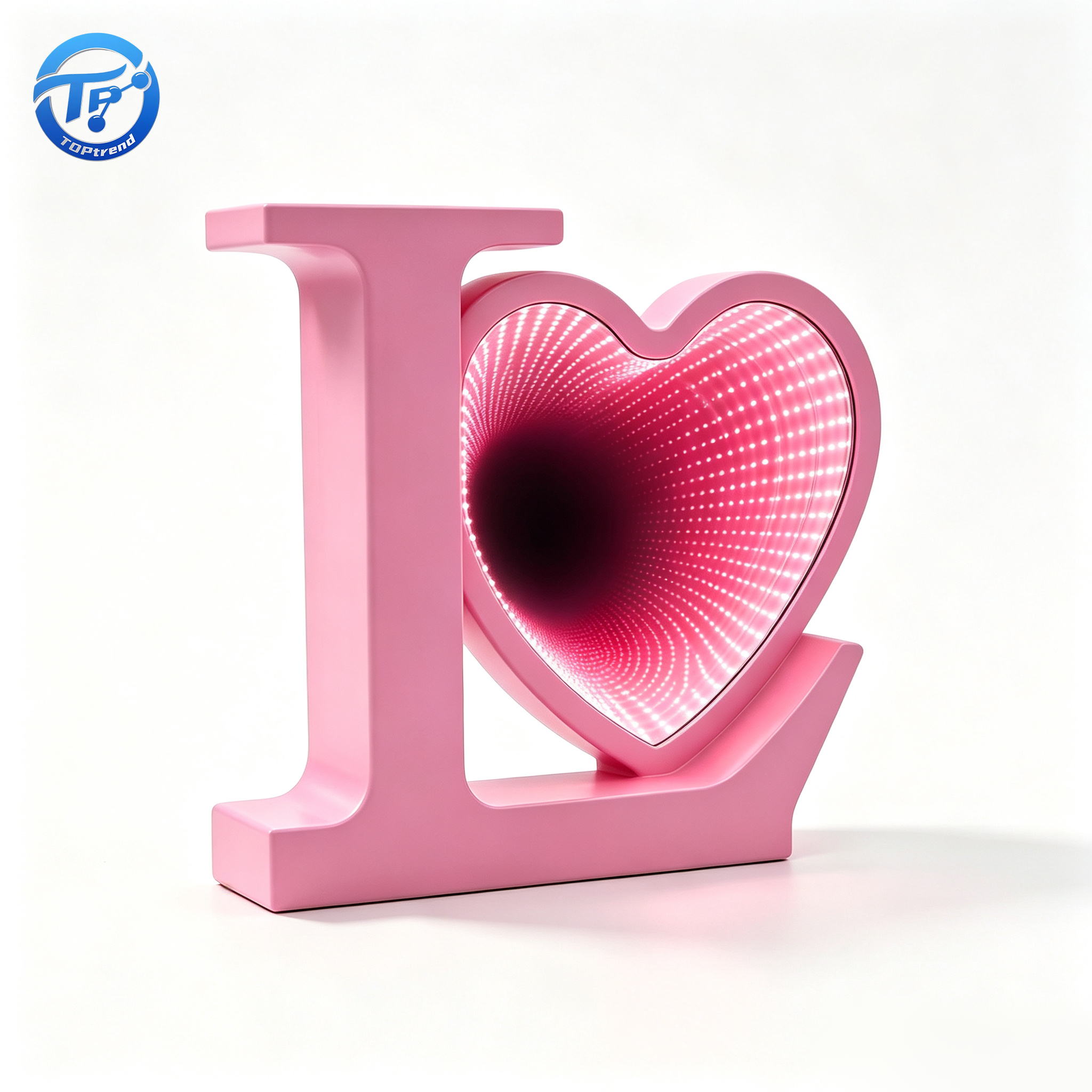 Heart Infinity Mirror Tunnel Lamp Pink Freestanding 3D Multi Layer For Wedding