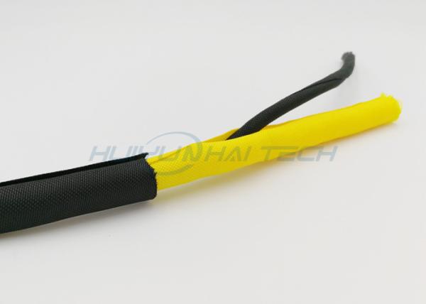 Auto que envolve a bainha de cabo tecida, Sleeving preto/do amarelo do fio e cabo