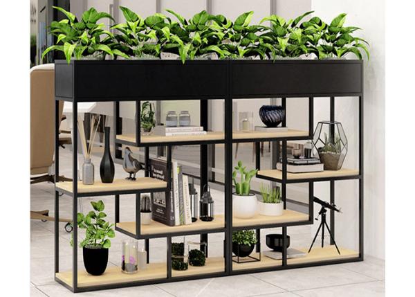 Delicate Balcony Flower Pot Shelf , Plants Metal Garden Shelves Multi Functional Fence