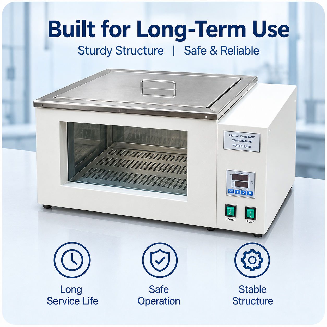 Cenlee Thermostatic Water Bath with Circulating Pump 304 Stainless Steel LED Display RT+5-100C for School Chemistry Teaching Lab