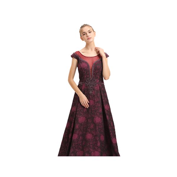 Custom Long Tapestry Fabric Muslim Party Gown Floor Length Purple Red