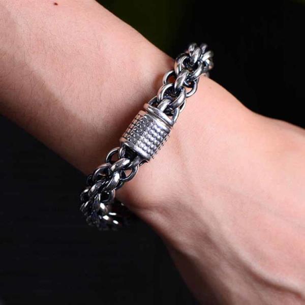 Sterling Silver Chunky Rolo Chain Link Men Bracelet (058602)