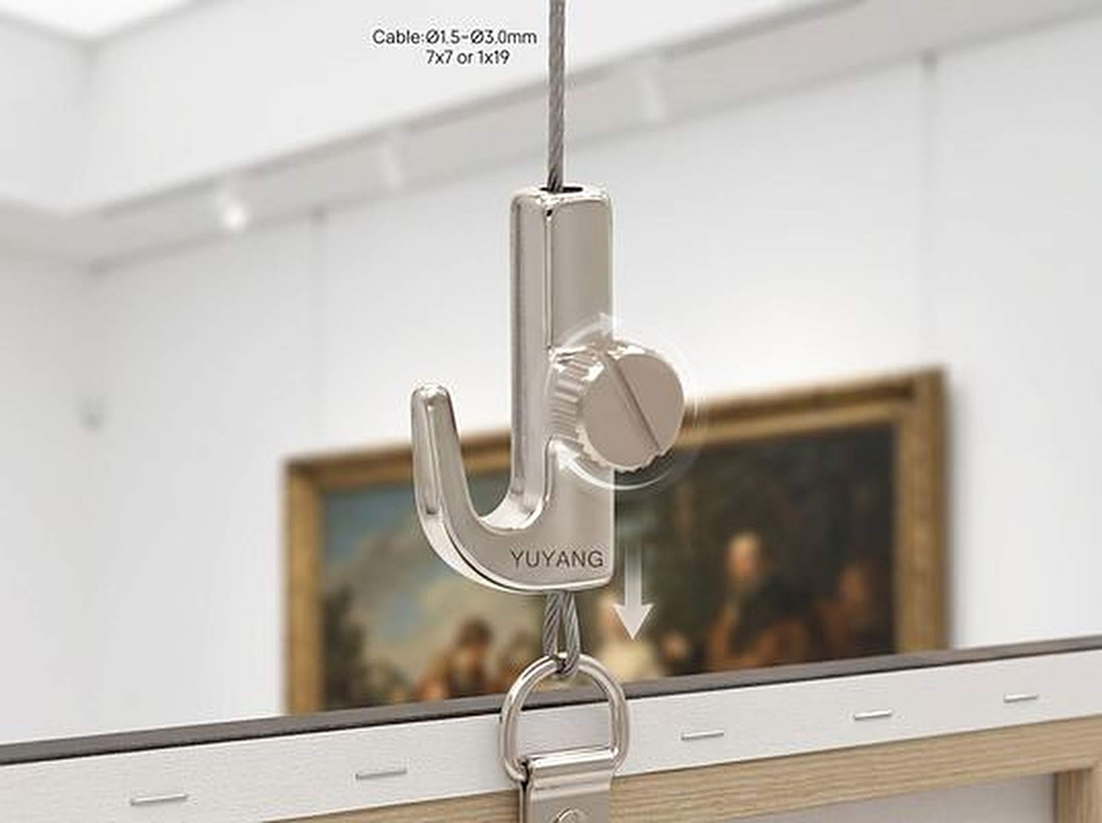 J-Type Brass Adjustable Wire Rope Clip with Hook Gripper, Hanging Kit for Lights, Art Frames, Pictures & Panels