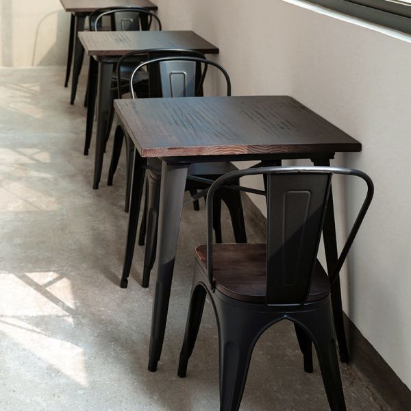 Restaurant Furniture Fast Food Coffee Loft Iron Wooden Dining Table for Restaurant Furniture Sets