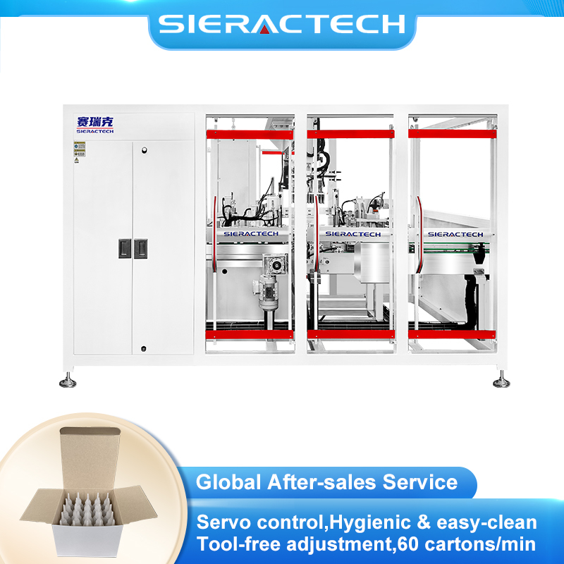 Automatic Glue Cartoning Machine with Dual Robotic Loading and Crash-Lock Carton