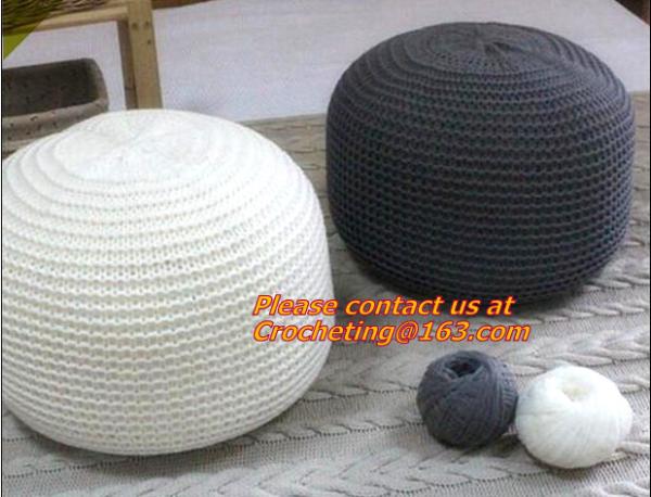 Middle size cotton crochet floor pouffe crochet pouf hassock Ottoman Floor Cushion