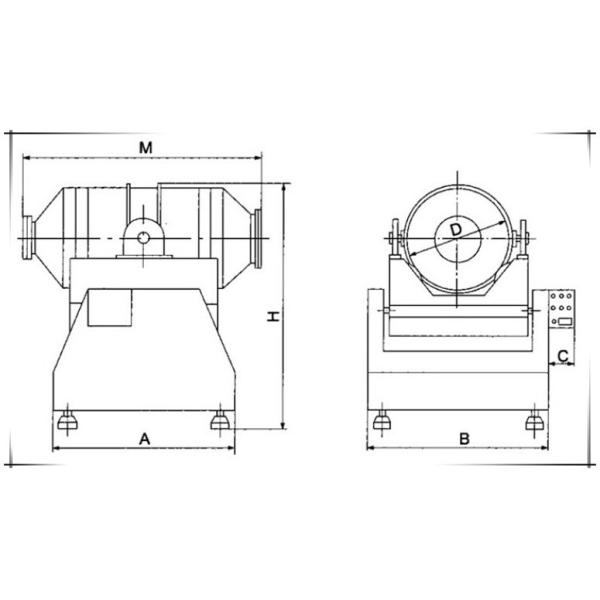 Двухмерная сухая машина смесителя порошка с телом нержавеющей стали