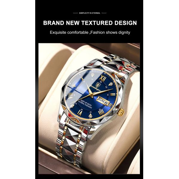 Waterproof Men's Quartz Watch with Luminous Hands and Date Display | Stainless Steel Strap, Water-Resistant - ShenZhen Wholesaler