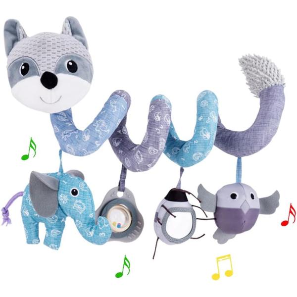 Baby Plush Spiral Hanging Toys for Stroller Crib Bar Bassinet Age Range 0 to 24 Months