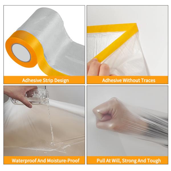 Moisture Proof High Temperature Outdoor Maskeleme Taped Auto Paint Film Refinish Masking Paper