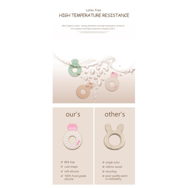 Младенец Teether силикона диаманта мультфильма, не токсические кольца прорезывания зубов силикона