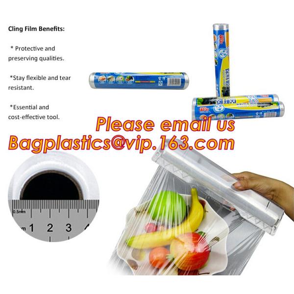 Keep Fresh PE food wrap plastic Cling film wrap jumbo roll, LLDPE power stretch wrap film food wrap stretch film, bageas