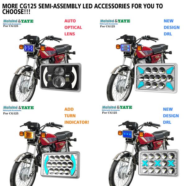 DC12V Semi-conjunto Flash Vermelho Azul DRL Branco Hi/Lo Beam Farol LED para Honda-CG125