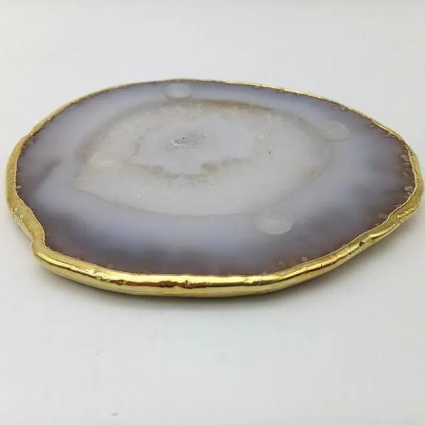 Regional Feature Agate Coaster Gray Slices Polished Crystal Natural Gemstone Flower Pot Engraving Folk Art Carved