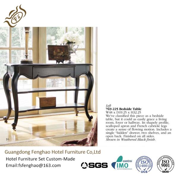 Shabby Chic French Country Style Black Console Table With Drawers Vintage Antique Carved