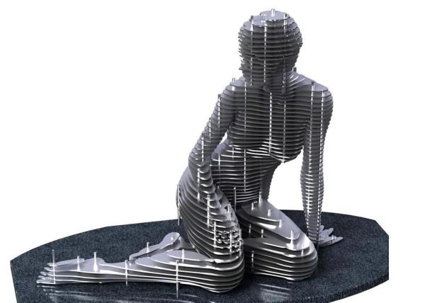 Modern Brushed Stainless Steel 316 Kneeling Man Statue