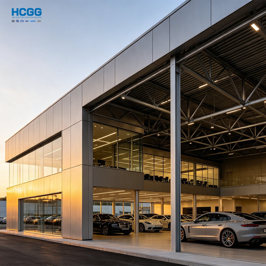 Modern Steel Structure Car Dealership & 4S Auto Showroom Custom Automotive Sales and Service Building