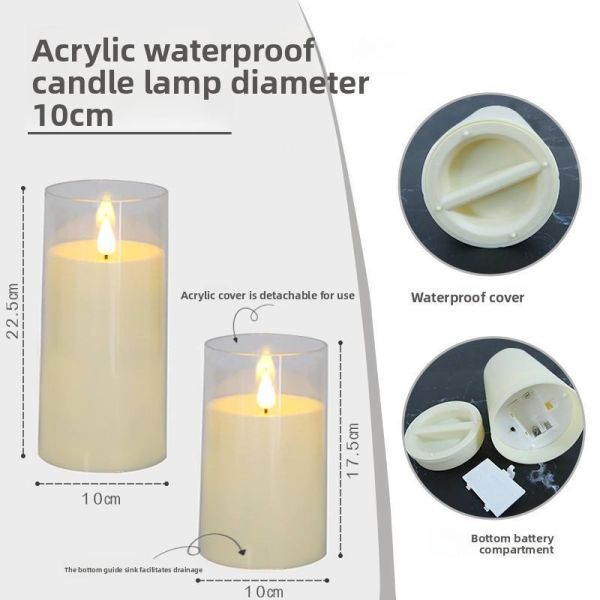 Gmnee 4x8.9 Outdoor Waterproof Flameless Candles with Remote and Timers, LED Candles, Battery Operated Candles, Electric Fake Pillar Candles for Patio, Porch, and Lanterns Decor (Ivory, Plastic)