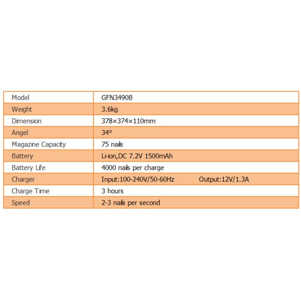 378*374*110mm 34 degrees Cordless Portable Framing Nail Gun with 50-90mm Nail Range