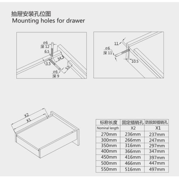 Heavy Style Concealed Kitchen Cabinet Drawer Slides With Adjustable Screw 19mm L/R