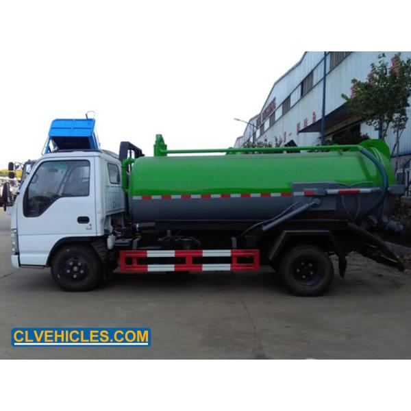 100P 98hp ISUZU Sewage Suction Truck 4000 Liters 60 Km/h Max Speed