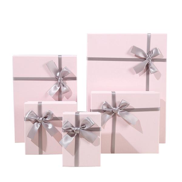 Pastel Pink Cosmetic Gift Box Set with Silver Ribbons