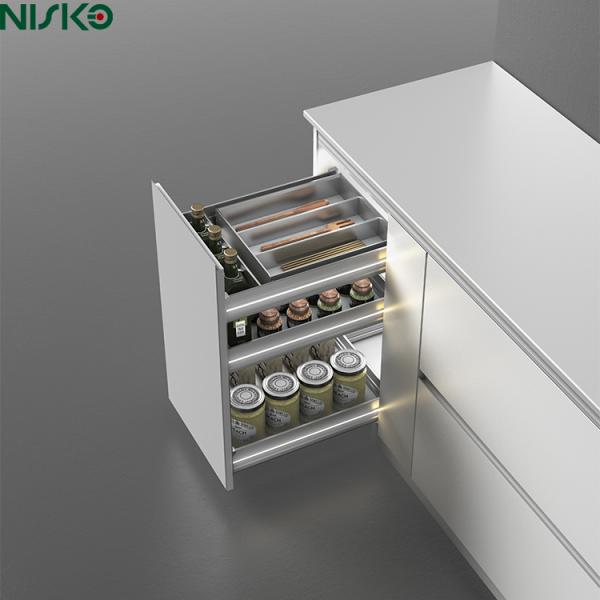 Estante extraíble de 3 niveles para especias, cesta deslizante lateral para organizar condimentos