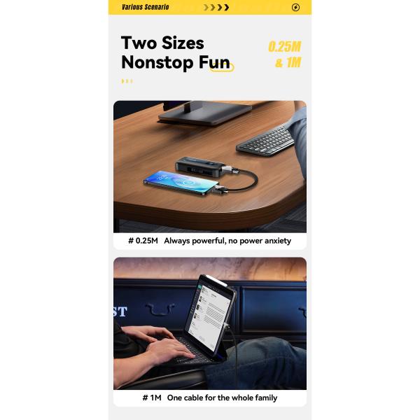 ESSAGER ES-X63 Series 4 in 1 QC PD USB A/C to USB C/L Charging Data Cable